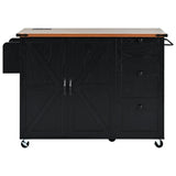 BABOOM Black Mdf Base with Composite Wood Top Rolling Kitchen Island (28.75-in x 54.5-in x 36.5-in)