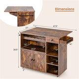 BABOOM Brown Composite Base with Composite Top Rolling Kitchen Island (27-in x 47.5-in x 34.5-in)