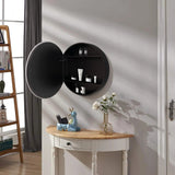 AAZJ AO 25-in x 26-in Lighted LED Fog Free Surface Mount Silver and Black Mirrored Round Medicine Cabinet