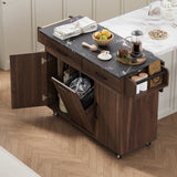 Bybafun Brown Mdf Base with Mdf Wood Top Rolling Kitchen Cart (19.7-in x 43.8-in x 35-in)