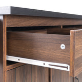Bybafun Brown Mdf Base with Mdf Wood Top Rolling Kitchen Cart (19.7-in x 43.8-in x 35-in)