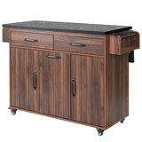 Bybafun Brown Mdf Base with Mdf Wood Top Rolling Kitchen Cart (19.7-in x 43.8-in x 35-in)