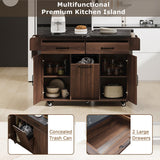 Bybafun Brown Mdf Base with Mdf Wood Top Rolling Kitchen Cart (19.7-in x 43.8-in x 35-in)