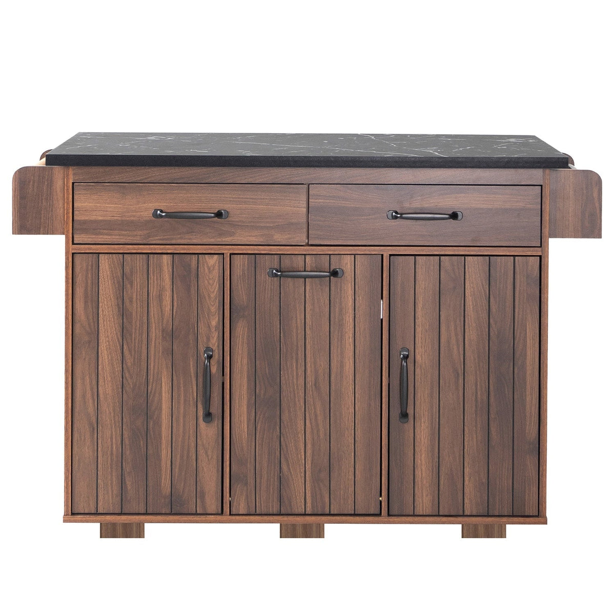 Bybafun Brown Mdf Base with Mdf Wood Top Rolling Kitchen Cart (19.7-in x 43.8-in x 35-in)