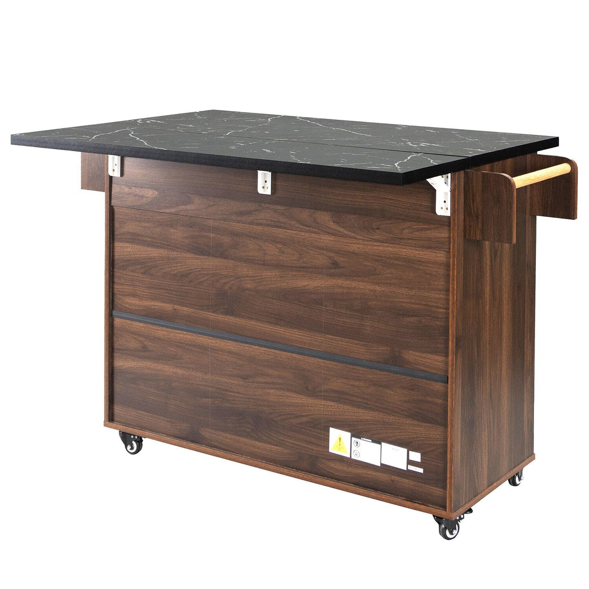 Bybafun Brown Mdf Base with Mdf Wood Top Rolling Kitchen Cart (19.7-in x 43.8-in x 35-in)