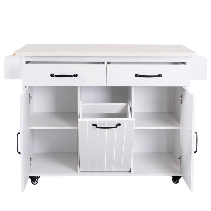 Bybafun White Mdf Base with Mdf Wood Top Rolling Kitchen Cart (19.7-in x 43.8-in x 35-in)
