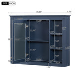 AAZJ CMR 35-in x 27.5-in Surface Mount Navy Blue Mirrored Medicine Cabinet