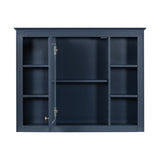 AAZJ CMR 35-in x 27.5-in Surface Mount Navy Blue Mirrored Medicine Cabinet