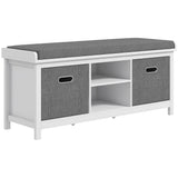 GZMR Storage Bench for Entryway with Padded Seat Modern White+Gray Storage Bench with Storage 41.3-in x 13.8-in x 18.5-in