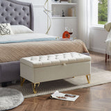 GZMR Modern Beige Storage Bench with Storage 38-in x 17-in