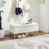 GZMR Modern Beige Storage Bench with Storage 38-in x 17-in