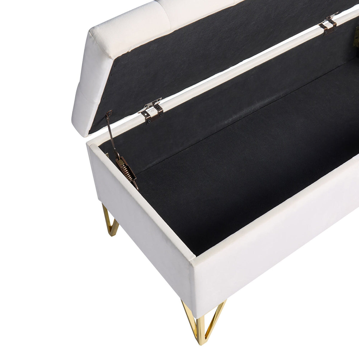 GZMR Modern Beige Storage Bench with Storage 38-in x 17-in