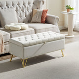 GZMR Modern Beige Storage Bench with Storage 38-in x 17-in