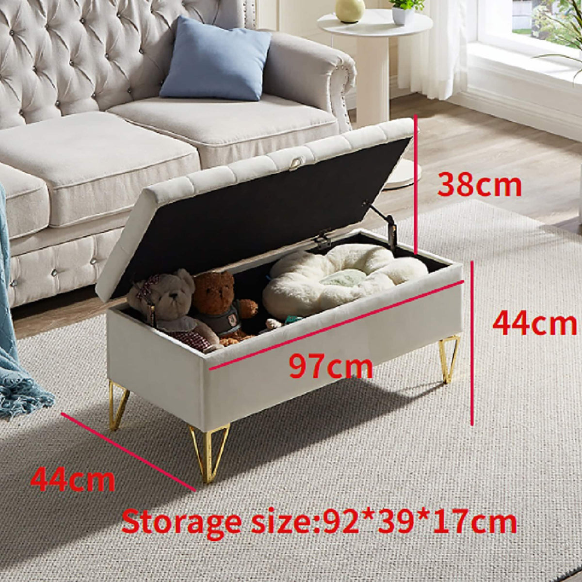 GZMR Modern Beige Storage Bench with Storage 38-in x 17-in