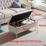 GZMR Modern Beige Storage Bench with Storage 38-in x 17-in