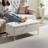 GZMR Modern Beige Storage Bench with Storage 38-in x 17-in