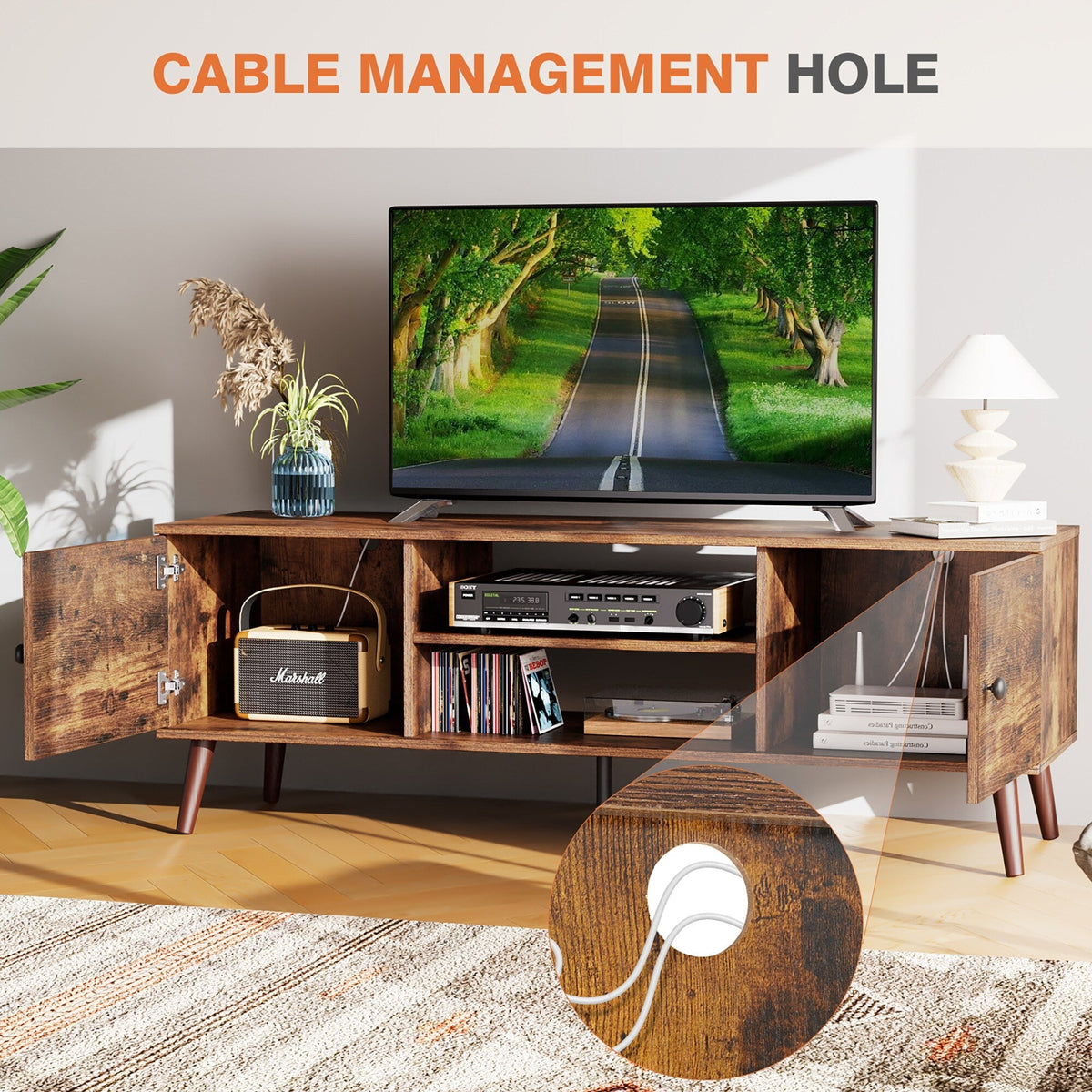 Sumyeg Modern/Contemporary Brown Tv Cabinet (Accommodates TVs up to 60-in)
