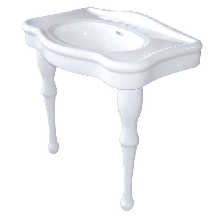 Kingston Brass Console Table and Pedestal Legs Combo with 4 in. Centers in White