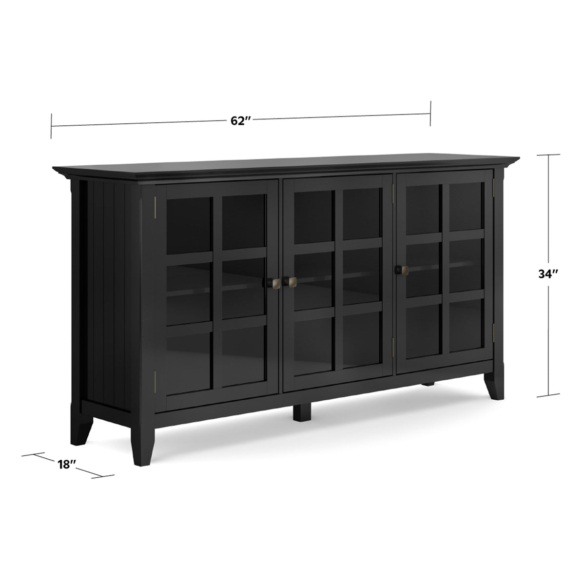 Simpli Home Acadian Black Transitional Wood Media Cabinet