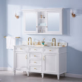 WELLFOR GRACE Solid Wood 55-in x 30-in Surface Mount White Mirrored Soft Close Medicine Cabinet
