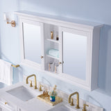 WELLFOR GRACE Solid Wood 55-in x 30-in Surface Mount White Mirrored Soft Close Medicine Cabinet