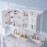 WELLFOR GRACE Solid Wood 55-in x 30-in Surface Mount White Mirrored Soft Close Medicine Cabinet