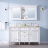 WELLFOR GRACE Solid Wood 55-in x 30-in Surface Mount White Mirrored Soft Close Medicine Cabinet