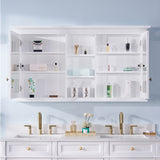 WELLFOR GRACE Solid Wood 55-in x 30-in Surface Mount White Mirrored Soft Close Medicine Cabinet