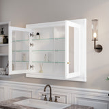 WELLFOR GRACE Solid Wood 40-in x 32-in Recessed Mount White Mirrored Soft Close Medicine Cabinet