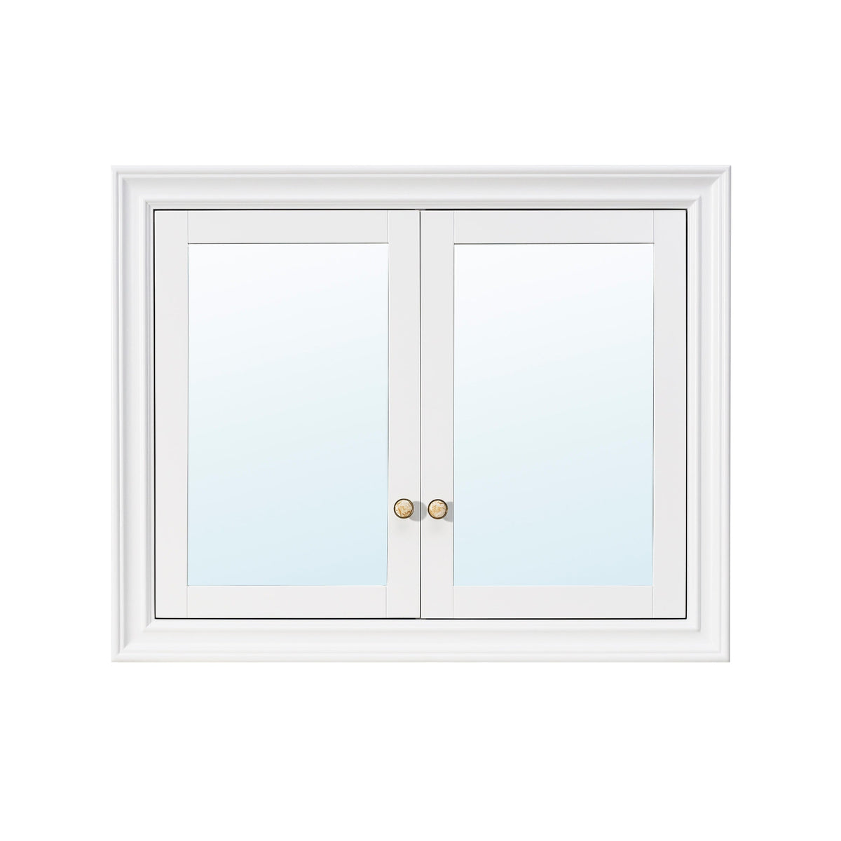 WELLFOR GRACE Solid Wood 40-in x 32-in Recessed Mount White Mirrored Soft Close Medicine Cabinet