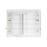 WELLFOR GRACE Solid Wood 40-in x 32-in Recessed Mount White Mirrored Soft Close Medicine Cabinet