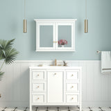 WELLFOR GRACE Solid Wood 40-in x 30-in Surface Mount White Mirrored Soft Close Medicine Cabinet