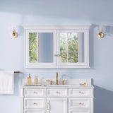 WELLFOR GRACE Solid Wood 48-in x 30-in Surface Mount White Mirrored Soft Close Medicine Cabinet