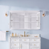WELLFOR GRACE Solid Wood 48-in x 30-in Surface Mount White Mirrored Soft Close Medicine Cabinet