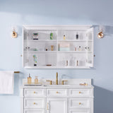 WELLFOR GRACE Solid Wood 48-in x 30-in Surface Mount White Mirrored Soft Close Medicine Cabinet