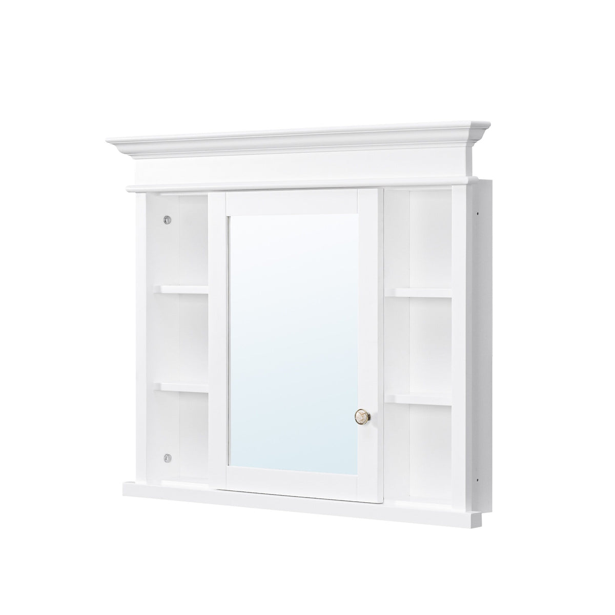 WELLFOR GRACE Solid Wood 40-in x 32-in Recessed Mount White Mirrored Soft Close Medicine Cabinet