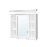 WELLFOR GRACE Solid Wood 40-in x 32-in Recessed Mount White Mirrored Soft Close Medicine Cabinet
