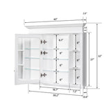 WELLFOR GRACE Solid Wood 40-in x 32-in Recessed Mount White Mirrored Soft Close Medicine Cabinet