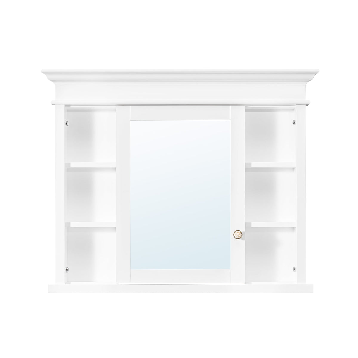 WELLFOR GRACE Solid Wood 40-in x 32-in Recessed Mount White Mirrored Soft Close Medicine Cabinet