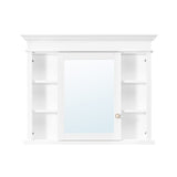 WELLFOR GRACE Solid Wood 40-in x 32-in Recessed Mount White Mirrored Soft Close Medicine Cabinet