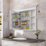 WELLFOR GRACE Solid Wood 40-in x 32-in Recessed Mount White Mirrored Soft Close Medicine Cabinet