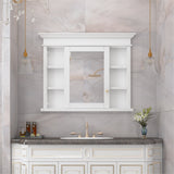 WELLFOR GRACE Solid Wood 40-in x 32-in Recessed Mount White Mirrored Soft Close Medicine Cabinet