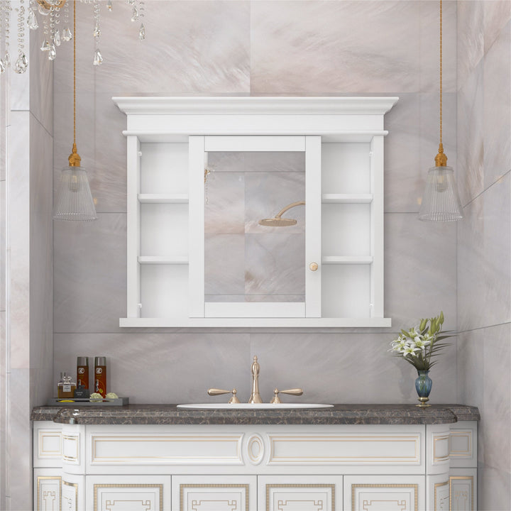 WELLFOR GRACE Solid Wood 40-in x 32-in Recessed Mount White Mirrored Soft Close Medicine Cabinet