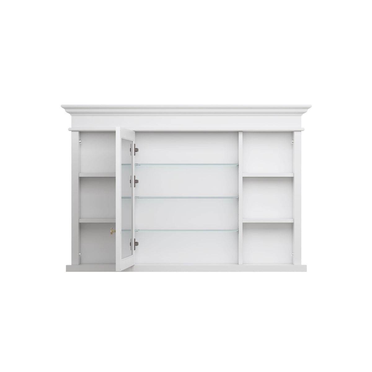 WELLFOR GRACE Solid Wood 48-in x 32-in Recessed Mount White Mirrored Soft Close Medicine Cabinet
