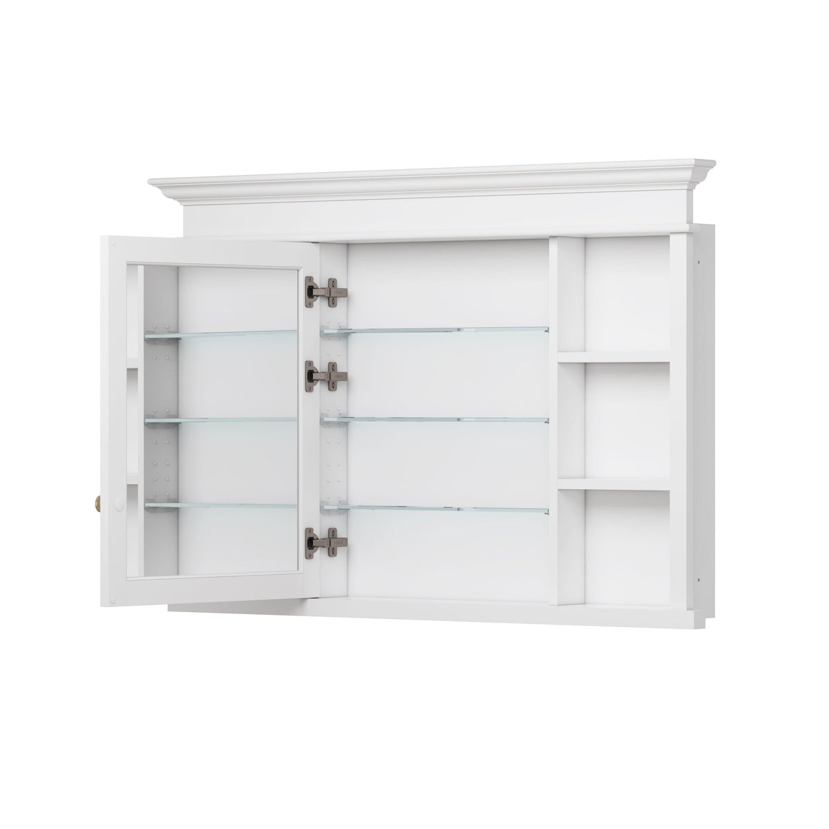 WELLFOR GRACE Solid Wood 48-in x 32-in Recessed Mount White Mirrored Soft Close Medicine Cabinet