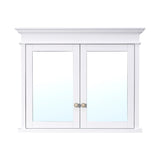 WELLFOR GRACE Solid Wood 40-in x 32-in Recessed Mount White Mirrored Soft Close Medicine Cabinet