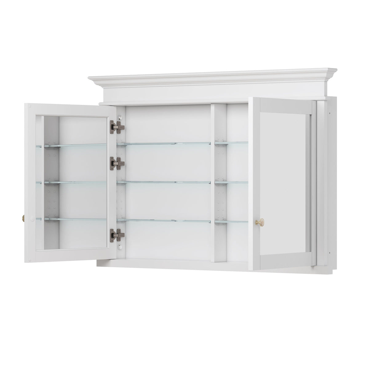 WELLFOR GRACE Solid Wood 48-in x 32-in Recessed Mount White Mirrored Soft Close Medicine Cabinet