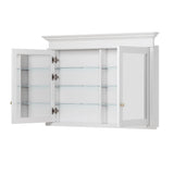WELLFOR GRACE Solid Wood 48-in x 32-in Recessed Mount White Mirrored Soft Close Medicine Cabinet