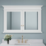 WELLFOR GRACE Solid Wood 48-in x 32-in Recessed Mount White Mirrored Soft Close Medicine Cabinet