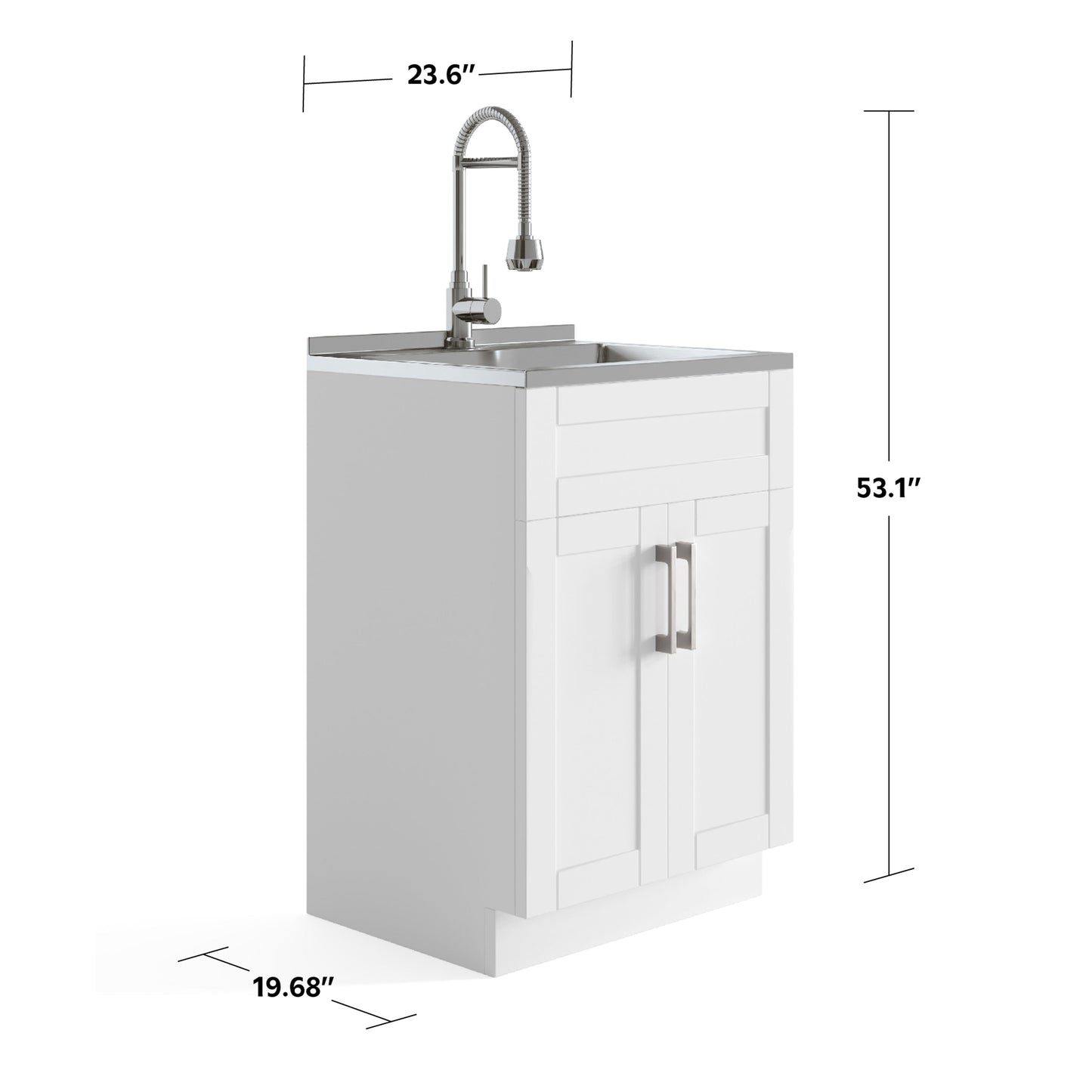 Simpli Home Hennessy 23.6-in Pure White Freestanding Laundry Sink with Cabinet